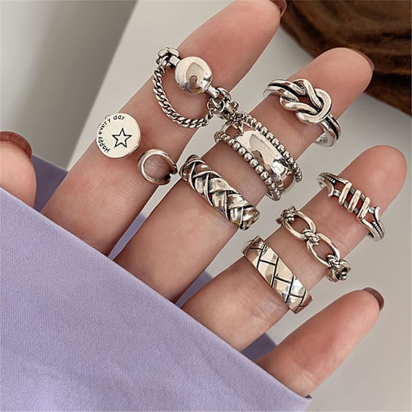 Åben ring Justerbar kreativ form belagt sølv Fade-resistent åben ring modesmykker til kvinder E