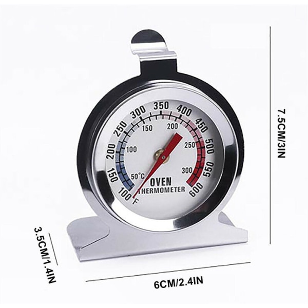 Høytemperaturbestandig ovnstermometer i rustfritt stål Matlaging BBQ Ovnsbunn Ovnpekertermometer 50-300