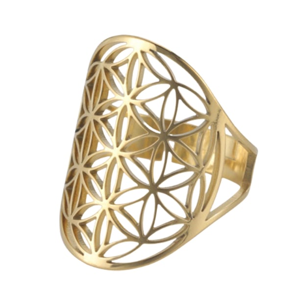 Udsøgt Trendy Ring Hollow Out Slidbestandig Simple Vintage Unisex Ring Daily Wear Golden