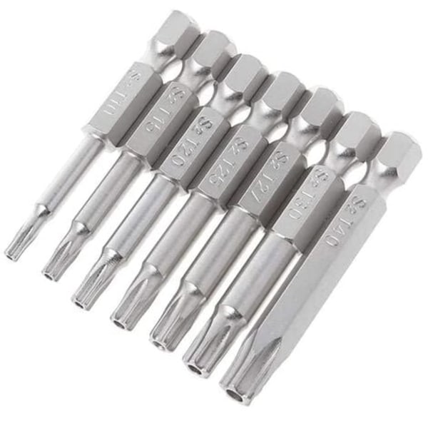 Sarjat 7 kpl 6,35 mm kuusiokolovarsi tähtipää Magneettinen ruuvitaltan set, S2 teräs T10-T40 ruuvitaltan kärjet 50 mm