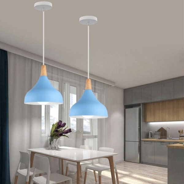Moderne Kreativ Indendørs Pendel Lysekrone E27 Køkken Restaurant Pendel Lampe (Blå) - Blå
