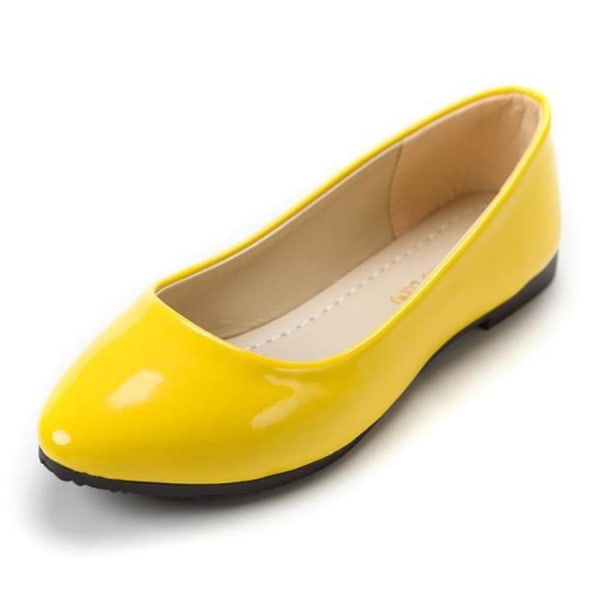 Kvinder Flat Pumps Slip On Ballet Loafers Sko Yellow 35