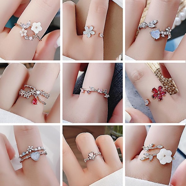 Ring Flower Stud säädettävät tytöt&#39; Muotikorut Ac3863