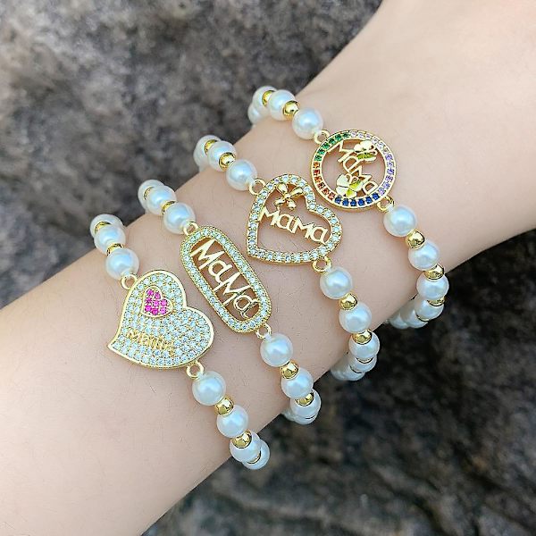 Armband present till mamma Zircon Mama Heart Stud Modesmycken Ac8316 A