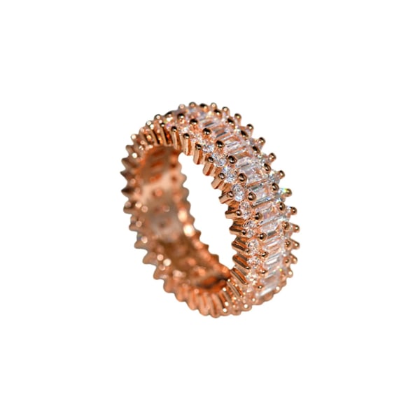 Kvinnor Creative Glittrande Cubic Zirconia inläggningar breda band ringar smycken present Rose Gold US 6