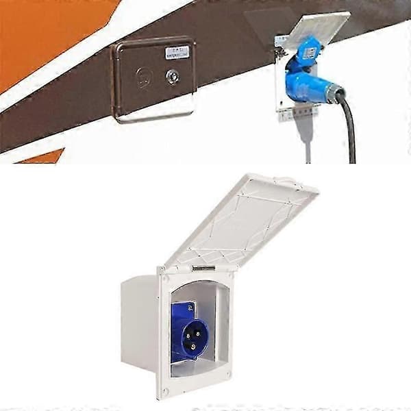 Vanntett 16A bobiluttak med innfelt ekstern stikkontakt -XN White socket