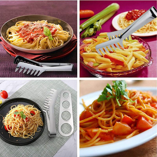 Spaghetti-tång 20,5 cm, rostfritt stål, INOX Spaghetti-tång, Spaghetti-server, Värmebeständig servertång