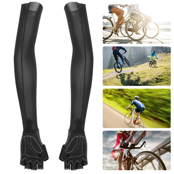 Elastisk polyurethan sorte cykel skridsikre solcreme lange handsker armærmer par sort M
