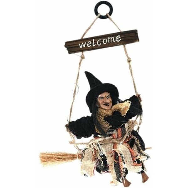 Halloween tervetuloa luudanvarsi riippuva noita koriste - musta