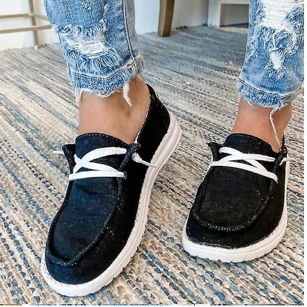 Naisten Plimsoll Casual mukavat kengät Loafer Black 40