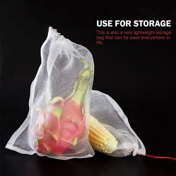 50 pakke fruktbeskyttelsesposer Hage nettingposer Organza Veps beskyttelsesposer med snøring 25 x 15 cm
