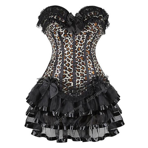 S-6xl Naisten seksikäs korsetit Overbust korsetti ja set Leopard L