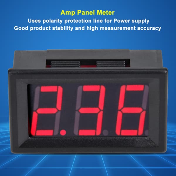 Digital DC Strømsdisplaypanel - 0-10A Amperemeter - Rød