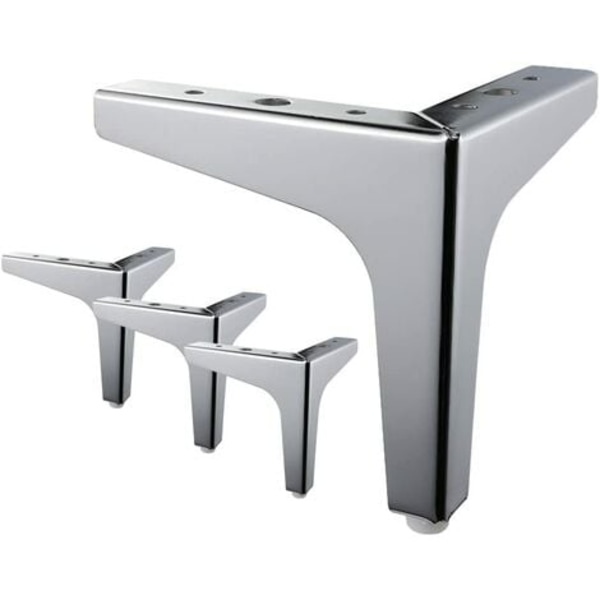 Set med 4 möbelben, moderna möbelben, polerad krommetall (15 cm, silver)