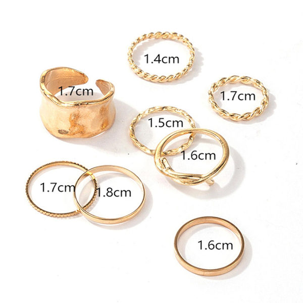 8 st/ set Modering Enkel Utsökt legering Oregelbunden flätad form Fingerring Smycketillbehör