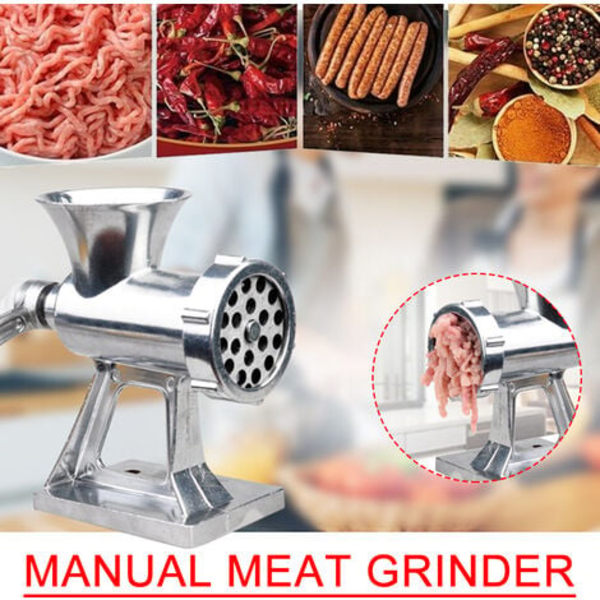 Manuell kjøttkvern i rustfritt stål for kjøtt, pølsehakker, håndhakker for svinekjøtt, storfekjøtt, fisk, kylling, pepper,