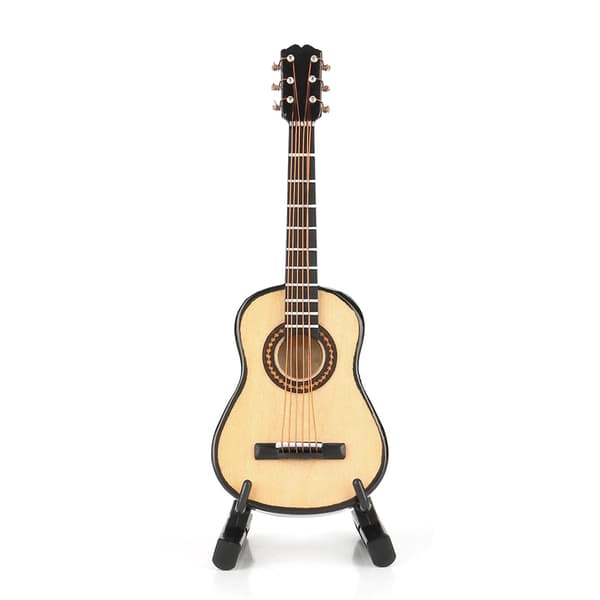 Mini træguitarmodel - Miniature musikpynt til hjemmet
