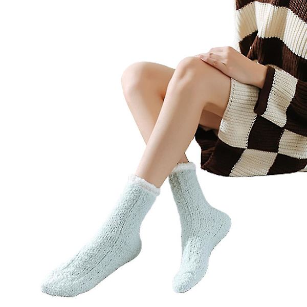 Dam Varma Fluffiga Sovstrumpor Mjuka Fleecesockor Light Green 1 Pair