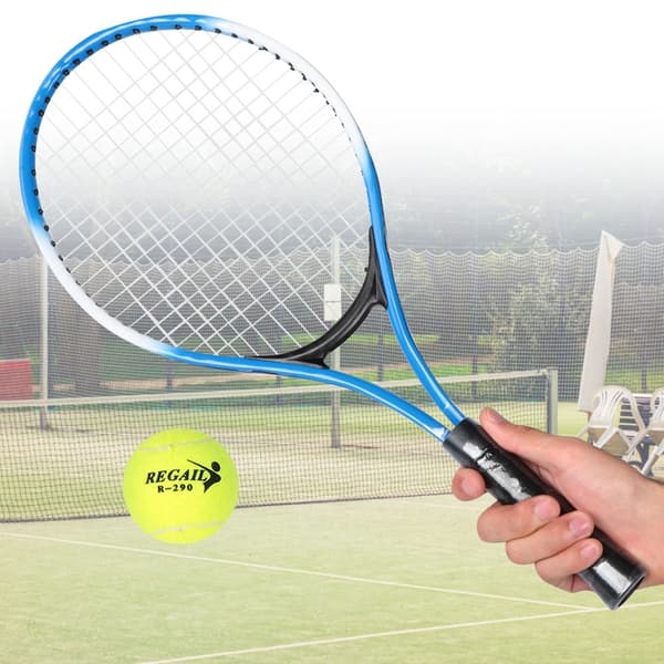 Tennisracket-sæt til begyndere til børn - Inkluderer bold og bæretaske (blå)