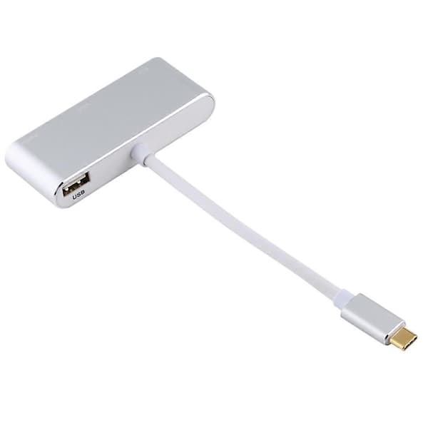 USB 2.0 + ääniliitäntä + VGA + HDMI - USB-C / Type-C HUB-adapteri (hopea) Silver