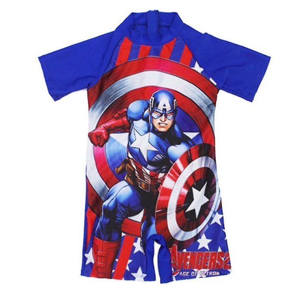 børn Drenge 3d Badedragt The Avengers Superhelte Helt Jumpsuit Badetøj Captain America - A 3-4 Years