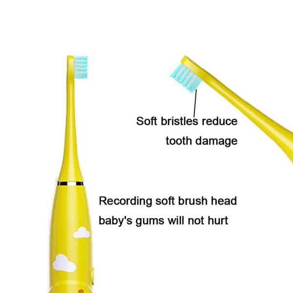Elektriske tandbørster til børn med 6 børstehoveder Yellow