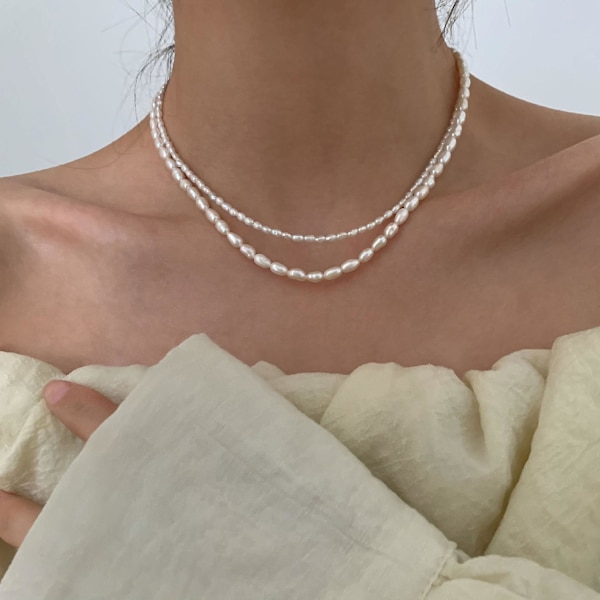 Halskjede Pearl Smile Stud Jenter&#39; Motesmykker Ac3426 L Size