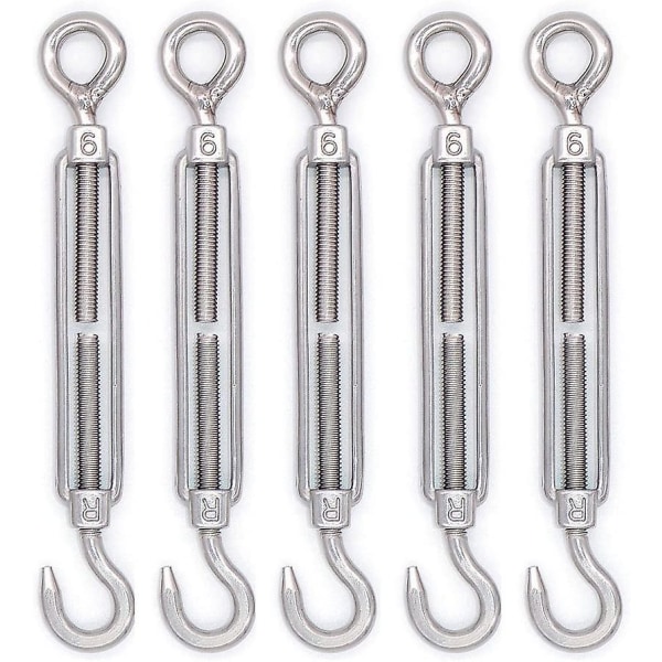 Mecollection M4/m5/m6/m8 304 rustfritt stål krok- og øyespenne 5-pakning