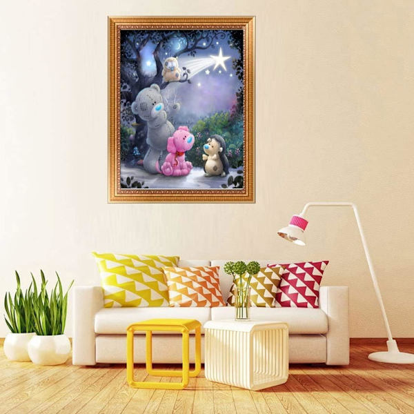 5D Diamond painting Paint By Numbers Kit, 5D Diamond painting Björndjur DIY Kristall Strass Korsstygn Broderi Konst Hantverk Bildtillbehör
