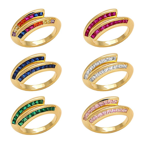 Ring Vintage Zircon Geometry Stud Modesmycken Ac10209 Pink