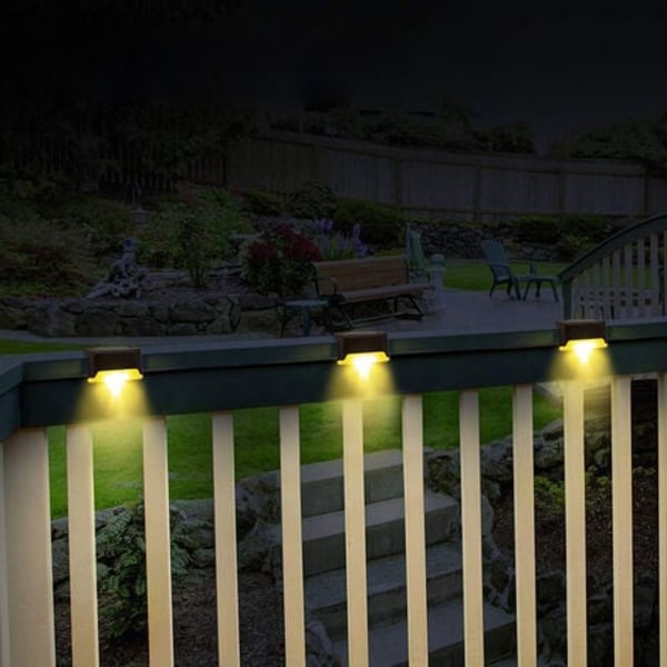 Solar stängselljus, 4-pack LED solfärgssensorljus, pooldekorationsljus, stegljus, gårdsbelysning (svart skal,