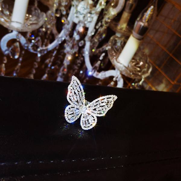 Dammode Cubic Zirconia Inlagd Butterfly Finger Ring Party Smycken Present White