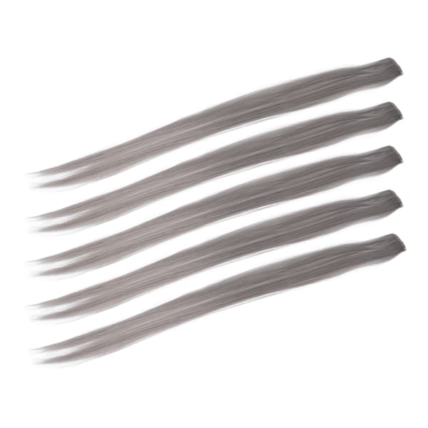 5 stk. Lige Hår Clips 55 cm Lysegrå Hår Extensions til Cosplay Fest