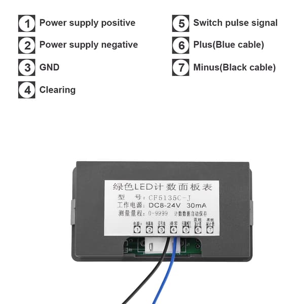 4-cifret DC LED Digital Display Op Ned Plus Minus Panel Tæller Måler 0-9999 Grøn