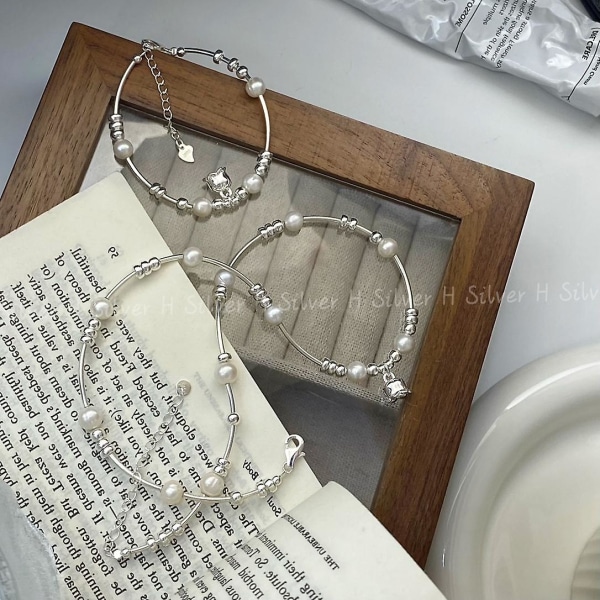 Rannekoru Pearl S925 hopea muotikorut Ac5248 Bracelet