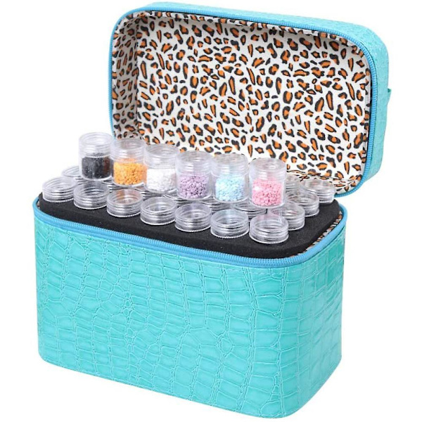 84 pladser Diamantopbevaringsboks Diamantbroderi Rhinsten Malertilbehør Smykker Perler Organizer Bæretaske Lynlås Design Blue