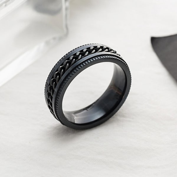 Män Ring Enkel Högpolerad Mode Smycken Roterande Kedja Inlagd Finger Ring För Fest Blue US 6