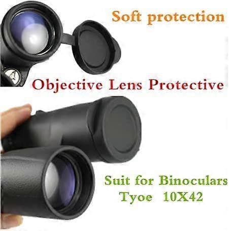 10x42 Rubber Lens Cover for Binoculars + Rain Cover, Objective Optics Protective Caps