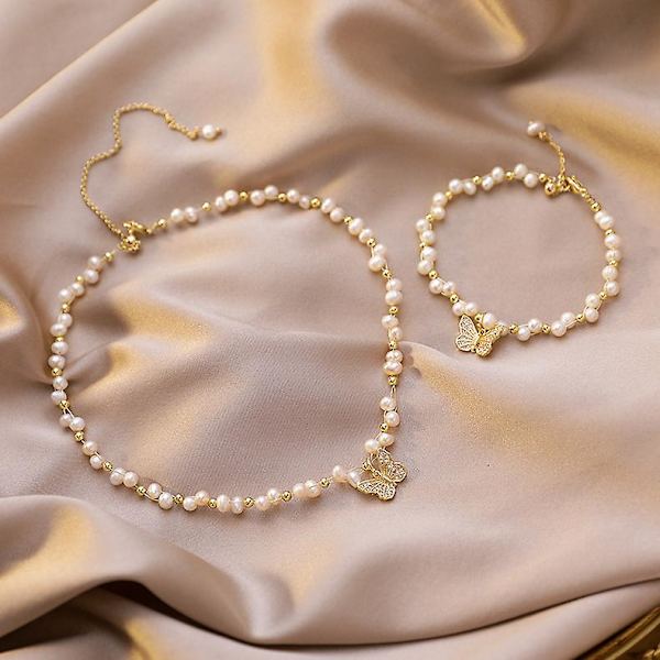 Halskjede Butterfly Baroque Pearl Girls&#39; Motesmykker Ac3260 Bracelet