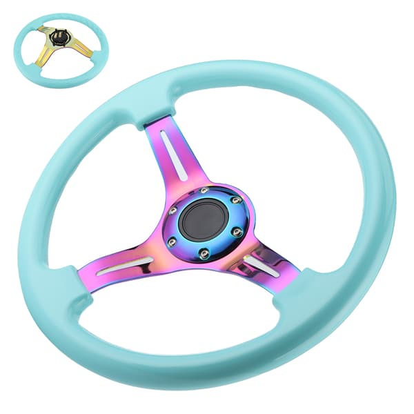 6 Bolt Racing Rat 350mm Universal Deep Dish Lyseblå