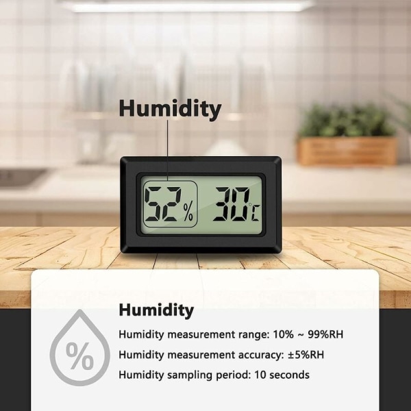 (Trådløs Celsius Sort 3 stk) Indbygget kravledyrs opdrætsboks termohygrometer