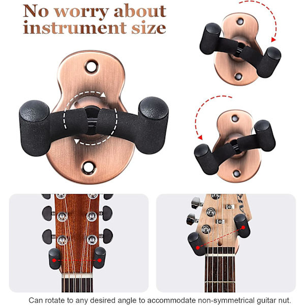 Gitarkrok sett med 3 med gitarbase Solid gitarveggfeste for fiolin Akustisk elektrisk gitarbass Folk Ukulele Mandolin Banjo Svart Og Rød Coppe