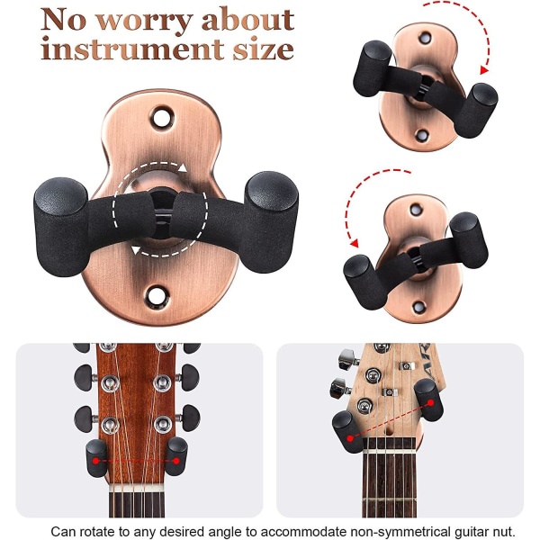 Gitarrkrok Set om 3 med gitarrbas Solid gitarr väggfäste för fiol Akustisk elektrisk gitarr bas Folk Ukulele Mandolin Banjo Svart och röd Coppe
