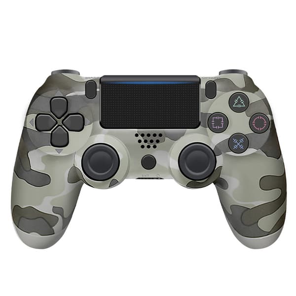 Trådløs controller P4 med seksakset vibration og LED-lys P4-spilcontroller til pc-spil - Camouflagegrå Gray