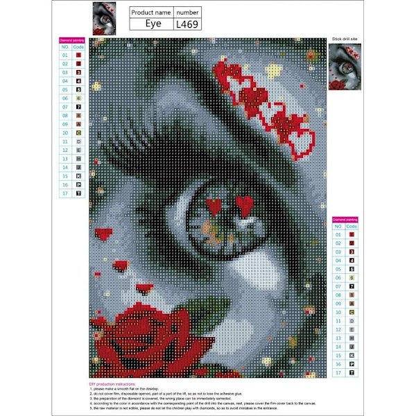 Diamond painting , 5D diamond painting Täysi set Suuret kuvat Tee set diamond painting (silmä, 40x30cm),