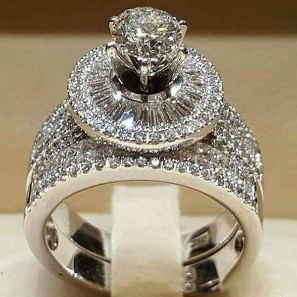 2kpl/ set Muoti Naisten Cubic Zirkonia Statement Kihlasormus Sormus Korut US 6