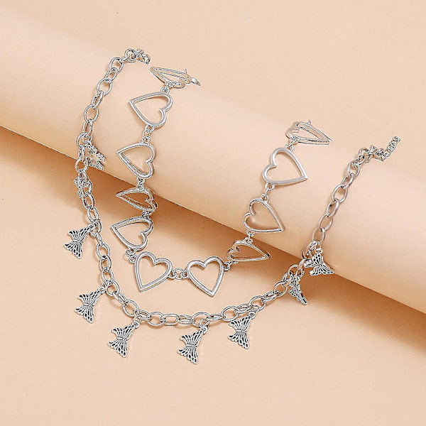 Love Halskæde Butterfly Pendant Chain Halskæde Todelt sæt vedhængshalskæde