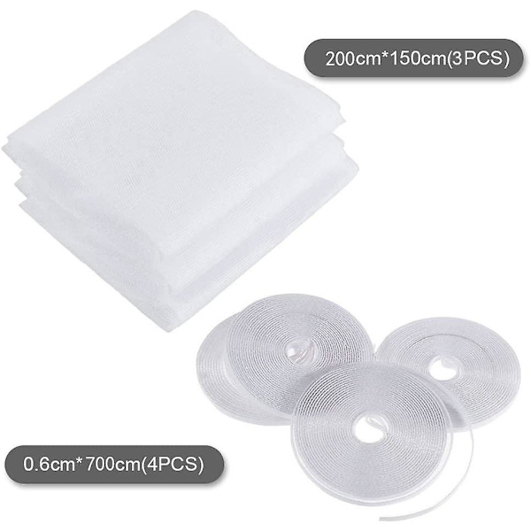 3-pack mesh med 4 rullar självhäftande fönstertejp 2 x 1,5 m vit