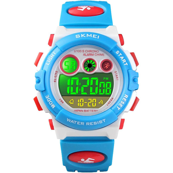 Digital watch för barn för pojkar, flickor, vattentäta elektroniska multi fritidsklockor för casual , 7 Co
