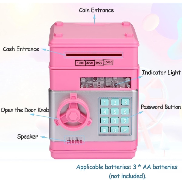 Automatisk rullende elektronisk minibank sparegris med passordsikker, for gutter, jenter, barn, bursdager og Chri